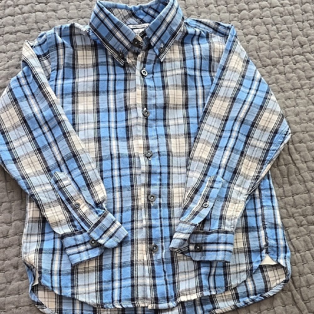 Hartstrings Long Sleevs Blue Plaid Kids Shirt